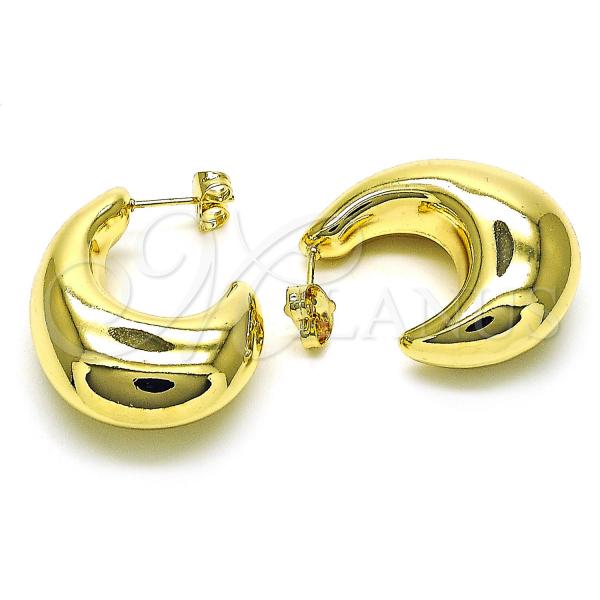 Oro Laminado Stud Earring, Gold Filled Style Hollow Design, Polished, Golden Finish, 02.163.0319