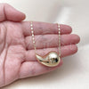 Oro Laminado Fancy Necklace, Gold Filled Style Teardrop and Guadalupe Design, Polished, Golden Finish, 04.253.0024.18