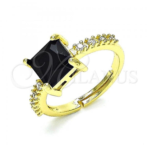 Oro Laminado Multi Stone Ring, Gold Filled Style with Black Cubic Zirconia and White Micro Pave, Polished, Golden Finish, 01.284.0056.2