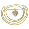 Oro Laminado Pendant Necklace, Gold Filled Style Heart Design, with Garnet Micro Pave, Polished, Golden Finish, 04.156.0327.2.20