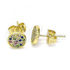 Oro Laminado Stud Earring, Gold Filled Style with Multicolor Micro Pave, Polished, Golden Finish, 02.156.0547.1