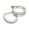 Sterling Silver Huggie Hoop, with White Cubic Zirconia, Polished, Rhodium Finish, 02.286.0012.15