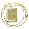 Oro Laminado Pendant Necklace, Gold Filled Style Cross Design, Polished, Golden Finish, 04.117.0003.20