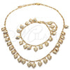 Oro Laminado Necklace and Bracelet, Gold Filled Style Heart Design, Polished, Golden Finish, 06.105.0006