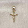 Oro Laminado Religious Pendant, Gold Filled Style Crucifix Design, Polished, Golden Finish, 05.253.0137