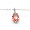Rhodium Plated Pendant Necklace, Pave Mariner Design, with Rose Peach Swarovski Crystals, Polished, Rhodium Finish, 04.239.0025.16