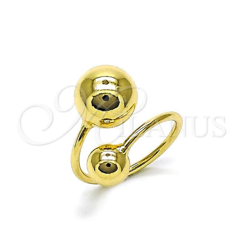 Oro Laminado Elegant Ring, Gold Filled Style Ball Design, Polished, Golden Finish, 01.163.0005