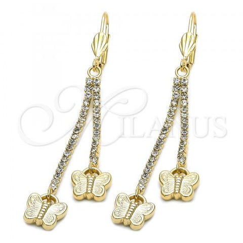 Oro Laminado Long Earring, Gold Filled Style Butterfly Design, with  Cubic Zirconia, Golden Finish, 5.099.009