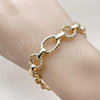 Oro Laminado Fancy Bracelet, Gold Filled Style Rolo and Twist Design, Polished, Golden Finish, 03.415.0016.08