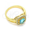 Oro Laminado Multi Stone Ring, Gold Filled Style with Blue Topaz and White Cubic Zirconia, Polished, Golden Finish, 01.210.0123.4.06
