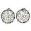 Rhodium Plated Stud Earring, with Multicolor Micro Pave, Polished, Rhodium Finish, 02.233.0018.3