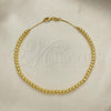 Oro Laminado Fancy Anklet, Gold Filled Style Ball and Box Design, Polished, Golden Finish, 03.32.0637.10