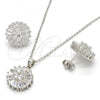 Sterling Silver Earring and Pendant Adult Set, with White Cubic Zirconia, Polished, Rhodium Finish, 10.174.0269