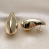 Oro Laminado Stud Earring, Gold Filled Style Teardrop and Hollow Design, Polished, Golden Finish, 02.428.0038