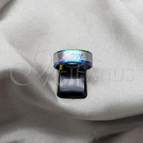 Stainless Steel Mens Ring, Heart Design, Multicolor Enamel Finish, Steel Finish, 01.63.0698.08
