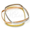 Stainless Steel Trio Bangle, Polished, Tricolor, 07.244.0007.06 (05 MM Thickness, Size 6 - 2.75 Diameter)