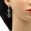 Oro Laminado Long Earring, Gold Filled Style with White Crystal, Polished, Golden Finish, 02.59.0130