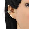 Oro Laminado Earcuff Earring, Gold Filled Style Owl Design, with White Micro Pave, Polished, Golden Finish, 02.213.0394