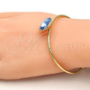 Oro Laminado Individual Bangle, Gold Filled Style with Bermuda Blue Swarovski Crystals, Polished, Golden Finish, 07.239.0012.3 (02 MM Thickness, One size fits all)