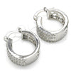 Rhodium Plated Small Hoop, with White Cubic Zirconia, Polished, Rhodium Finish, 02.210.0291.4.20
