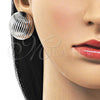 Rhodium Plated Stud Earring, Hollow Design, Polished, Rhodium Finish, 02.411.0038.1