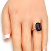 Rhodium Plated Multi Stone Ring, with Amethyst Swarovski Crystals, Polished, Rhodium Finish, 01.239.0011.2 (One size fits all)
