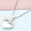 Oro Laminado Pendant Necklace, Gold Filled Style Heart Design, with White Micro Pave, Polished, Golden Finish, 04.156.0340.20