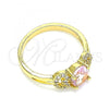 Oro Laminado Multi Stone Ring, Gold Filled Style with Pink and White Cubic Zirconia, Polished, Golden Finish, 01.284.0048.09