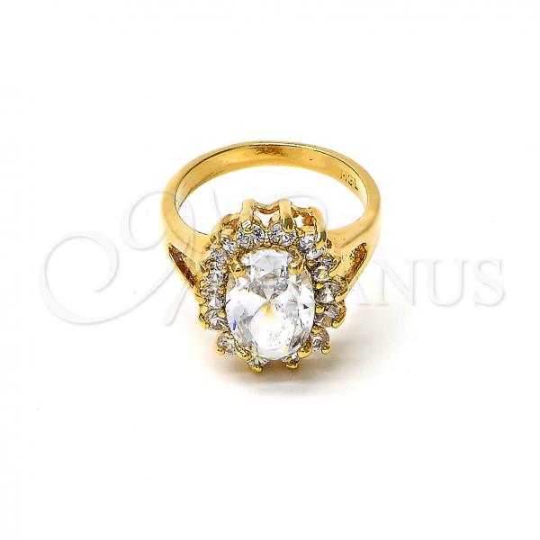 Oro Laminado Multi Stone Ring, Gold Filled Style Cluster Design, with White Cubic Zirconia, Polished, Golden Finish, 5.176.034.09 (Size 9)