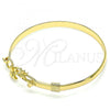 Oro Laminado Individual Bangle, Gold Filled Style Tree and Bird Design, Polished, Golden Finish, 07.192.0038.04