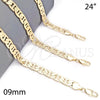 Oro Laminado Basic Necklace, Gold Filled Style Mariner Design, Polished, Golden Finish, 04.213.0187.24