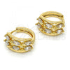 Oro Laminado Huggie Hoop, Gold Filled Style with White Cubic Zirconia, Polished, Golden Finish, 02.210.0029.15