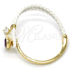 Oro Laminado Individual Bangle, Gold Filled Style Teardrop Design, with Amethyst Swarovski Crystals and White Micro Pave, Polished, Golden Finish, 07.239.0002.13 (03 MM Thickness, One size fits all)
