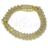 Oro Laminado Fancy Bracelet, Gold Filled Style with White Micro Pave, Polished, Golden Finish, 03.362.0027.08