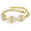 Oro Laminado Fancy Bracelet, Gold Filled Style with White Cubic Zirconia, Polished, Golden Finish, 03.316.0008.07