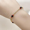 Oro Laminado Fancy Bracelet, Gold Filled Style with Black Crystal, Polished, Golden Finish, 03.64.0132.07