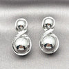 Rhodium Plated Stud Earring, Ball and Hollow Design, Polished, Rhodium Finish, 02.428.0010.1