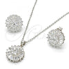 Sterling Silver Earring and Pendant Adult Set, with White Cubic Zirconia, Polished, Rhodium Finish, 10.174.0269