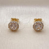 Oro Laminado Stud Earring, Gold Filled Style Cluster Design, with White Cubic Zirconia, Polished, Golden Finish, 02.195.0365
