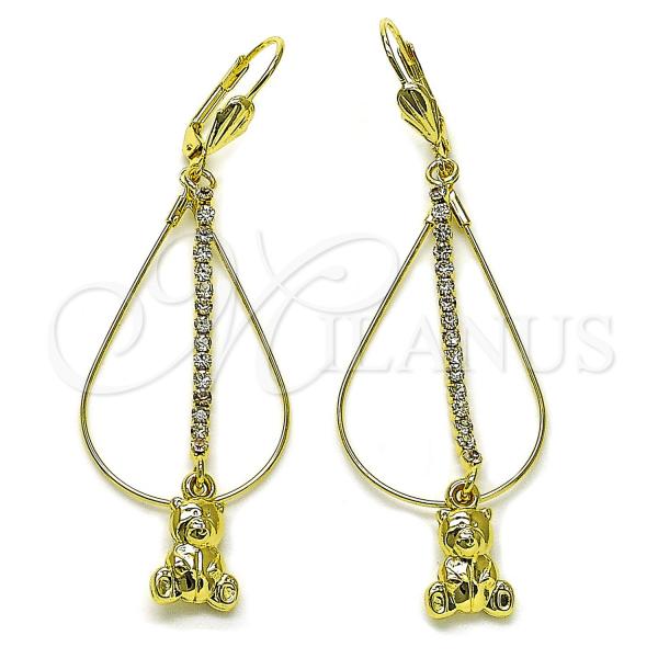 Oro Laminado Long Earring, Gold Filled Style Teddy Bear Design, with  Cubic Zirconia, Golden Finish, 5.116.015