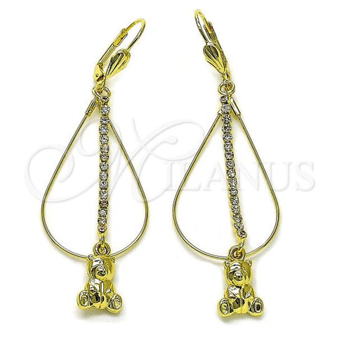 Oro Laminado Long Earring, Gold Filled Style Teddy Bear Design, with  Cubic Zirconia, Golden Finish, 5.116.015