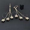 Oro Laminado Long Earring, Gold Filled Style Star Design, Golden Finish, 5.079.001