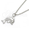 Rhodium Plated Pendant Necklace, Dolphin Design, Polished, Rhodium Finish, 04.106.0025.1.20