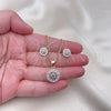 Oro Laminado Earring and Pendant Adult Set, Gold Filled Style with Amethyst and White Cubic Zirconia, Polished, Golden Finish, 10.344.0009.5