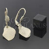 Oro Laminado Dangle Earring, Gold Filled Style Leaf Design, Diamond Cutting Finish, Golden Finish, 5.068.016