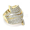 Oro Laminado Multi Stone Ring, Gold Filled Style with White Micro Pave, Polished, Golden Finish, 01.266.0043.07