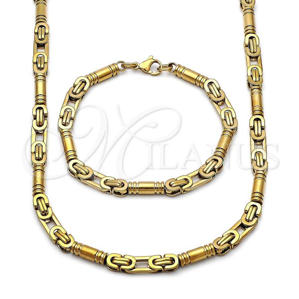 Stainless Steel Necklace and Bracelet, Polished, Golden Finish, 06.363.0062.2