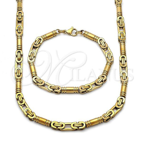 Stainless Steel Necklace and Bracelet, Polished, Golden Finish, 06.363.0062.2