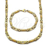 Stainless Steel Necklace and Bracelet, Polished, Golden Finish, 06.363.0062.2