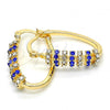 Oro Laminado Small Hoop, Gold Filled Style with Sapphire Blue and White Crystal, Polished, Golden Finish, 02.100.0070.15